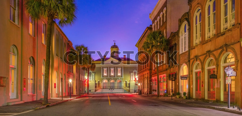 Twilight view of Broad Street in Historic Charleston, SC