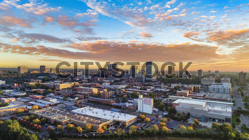 Aerial View of Columbia SC at Sunrise with Vivid Skies