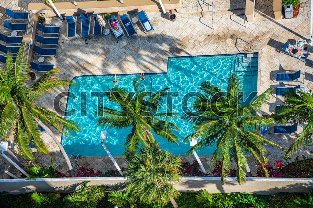 Aerial view of luxury resort swimming pool in Fort Lauderdale