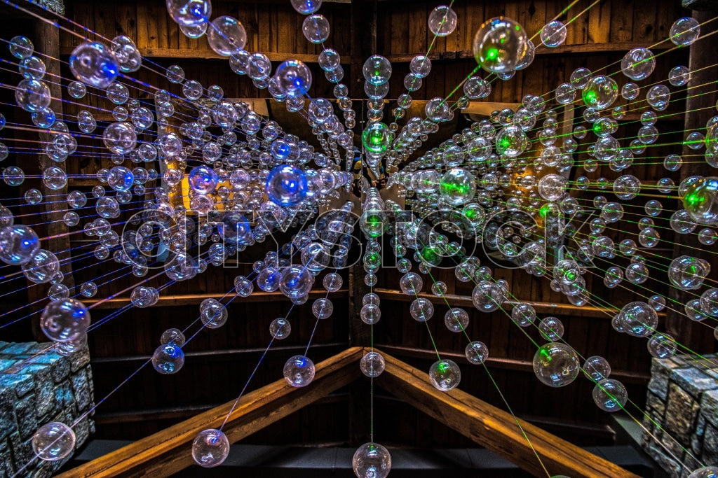 Mesmerizing glass orbs installation in a Greenville interior