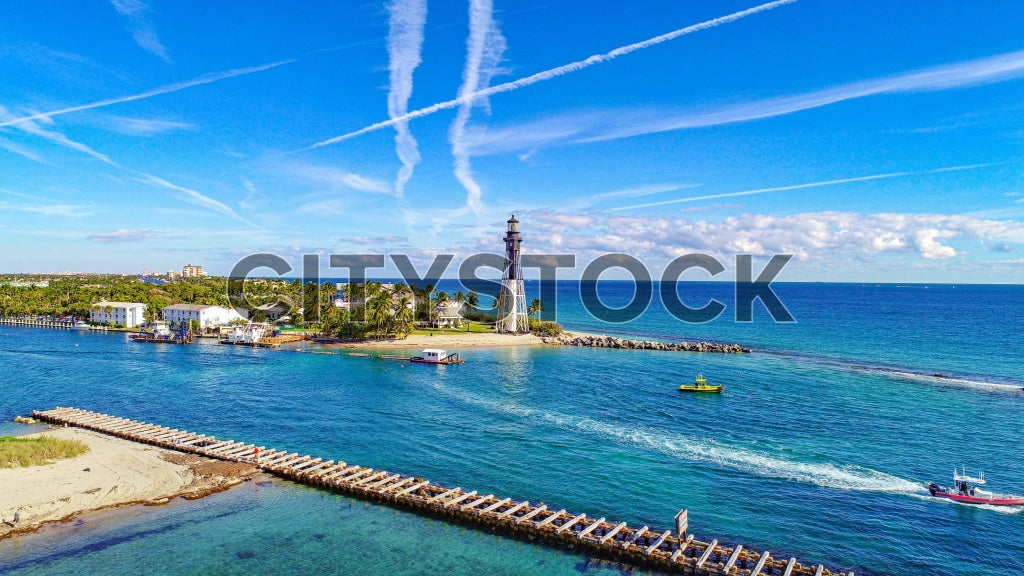 Aerial view of Hillsboro Lighthouse and surroundings in Florida