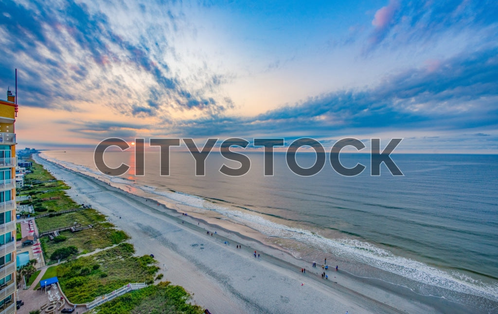 Aerial View of Sunrise at Myrtle Beach with Coastal Scenery