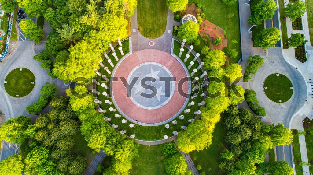 Aerial view of a lush green urban park in Nashville